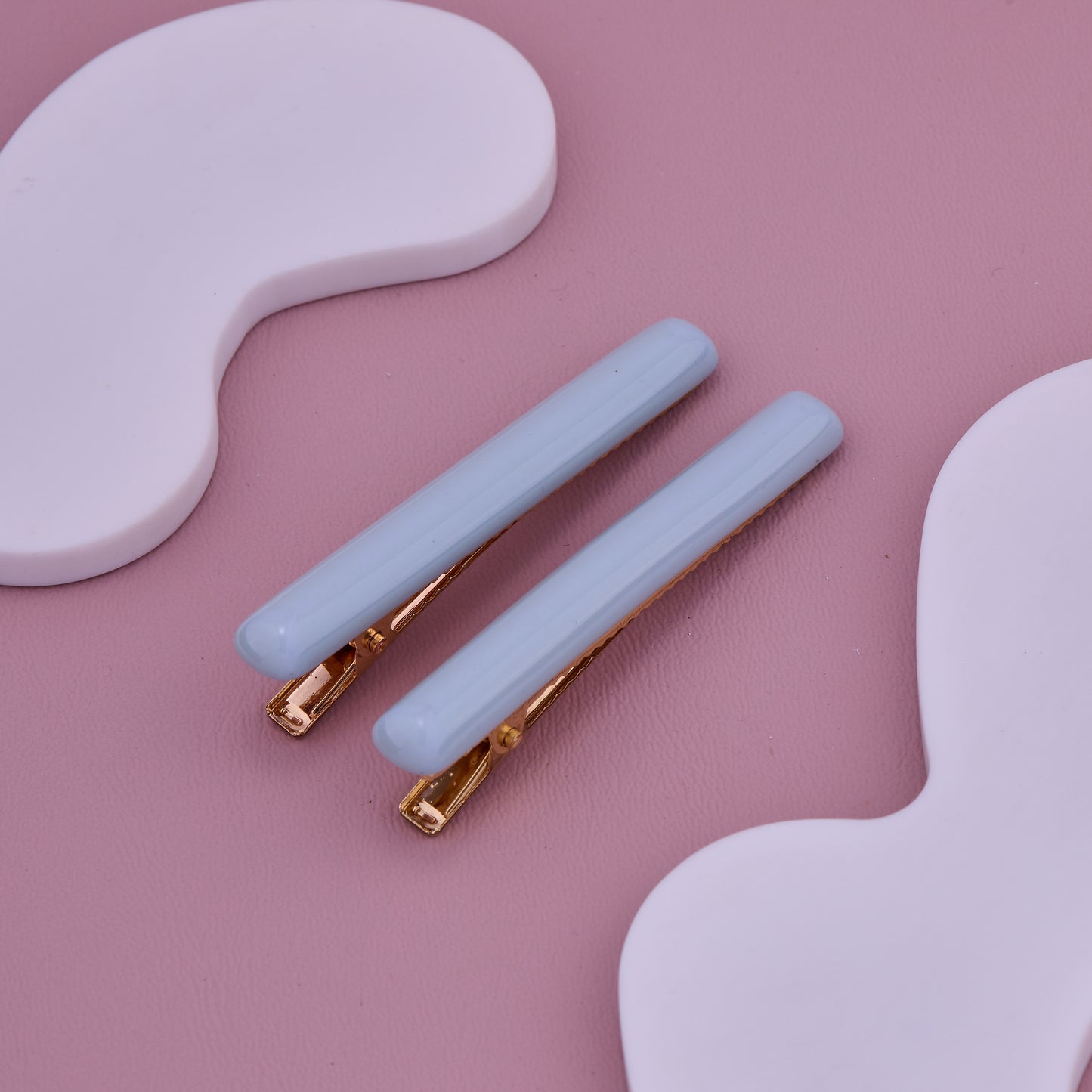 Sky Blue Glossy Hair Clips