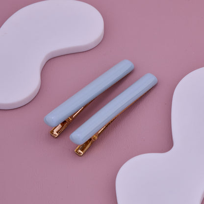 Sky Blue Glossy Hair Clips