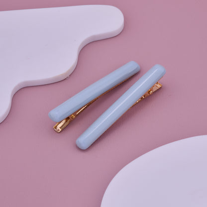 Sky Blue Glossy Hair Clips