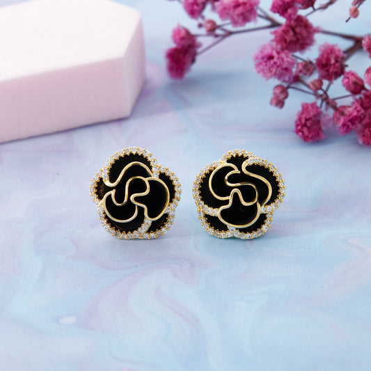 Floral Motif Stud Earrings