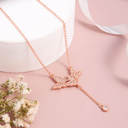 Graceful Rose Gold Butterfly Pendant Necklace