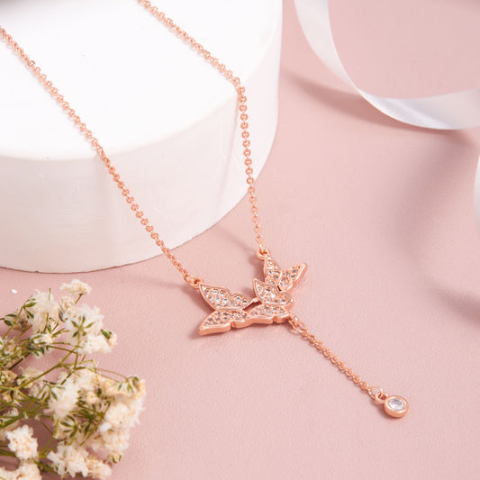 Graceful Rose Gold Butterfly Pendant Necklace
