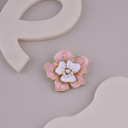 Pink & White Pearl Flower Brooch