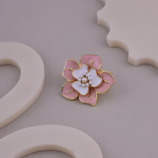 Pink & White Pearl Flower Brooch