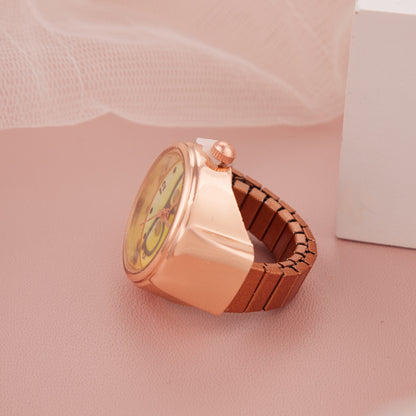 Rose Gold Ring Watch with Funny Nerd Emoji Dial – Perfect for Girls & Teens