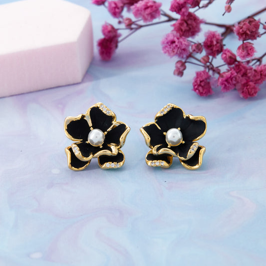 Delicate Pearl & Floral Earrings