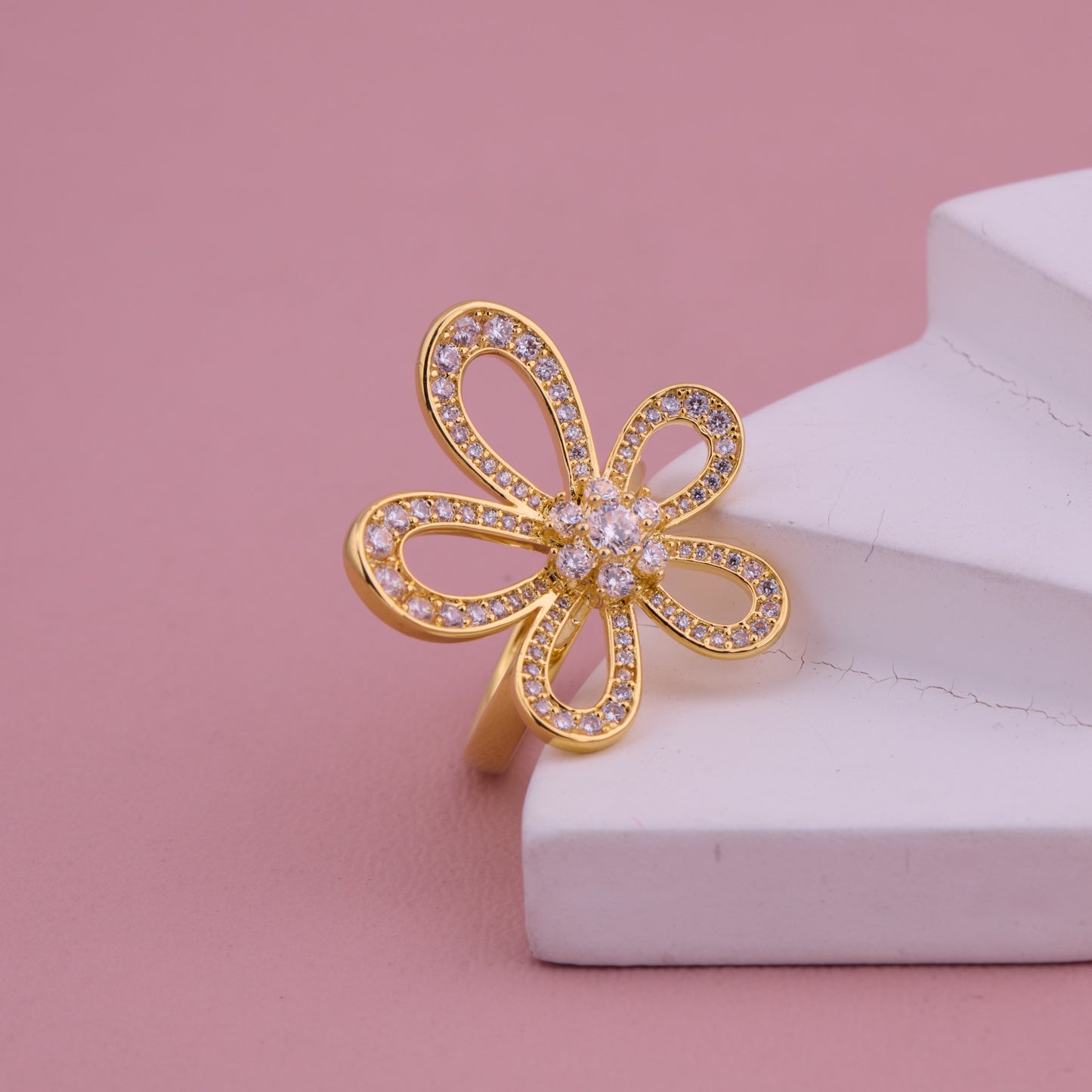 Golden Blossom Diamond Ring
