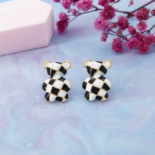 Checkered Pattern Statement Earrings