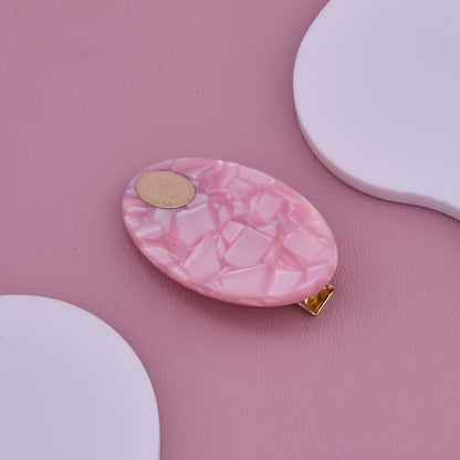 Elegant Pink Marble Textured Hair Clip for Girls