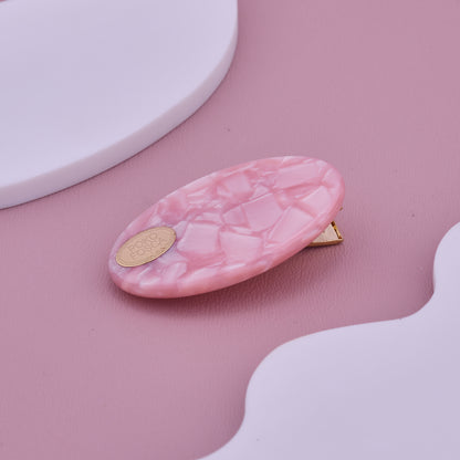 Elegant Pink Marble Textured Hair Clip for Girls