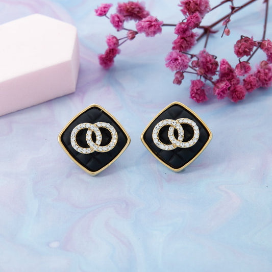 Elegant Diamond Black Earrings