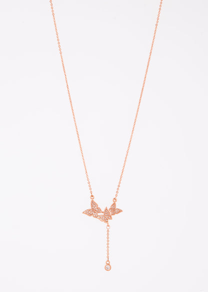 Graceful Rose Gold Butterfly Pendant Necklace