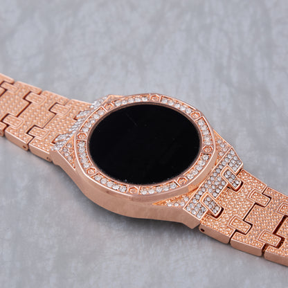 Rose Gold H-Link Crystal Smartwatch Bracelet