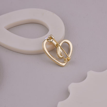 Crystal Heart Pearl Brooch