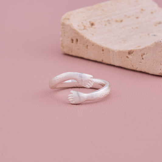 Hug Embrace Silver Ring