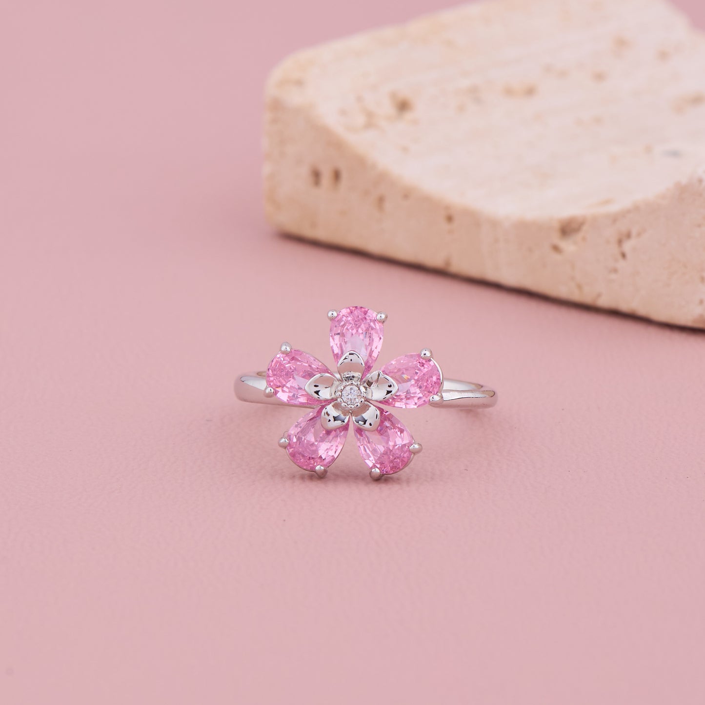 Pink Petal Flower Ring