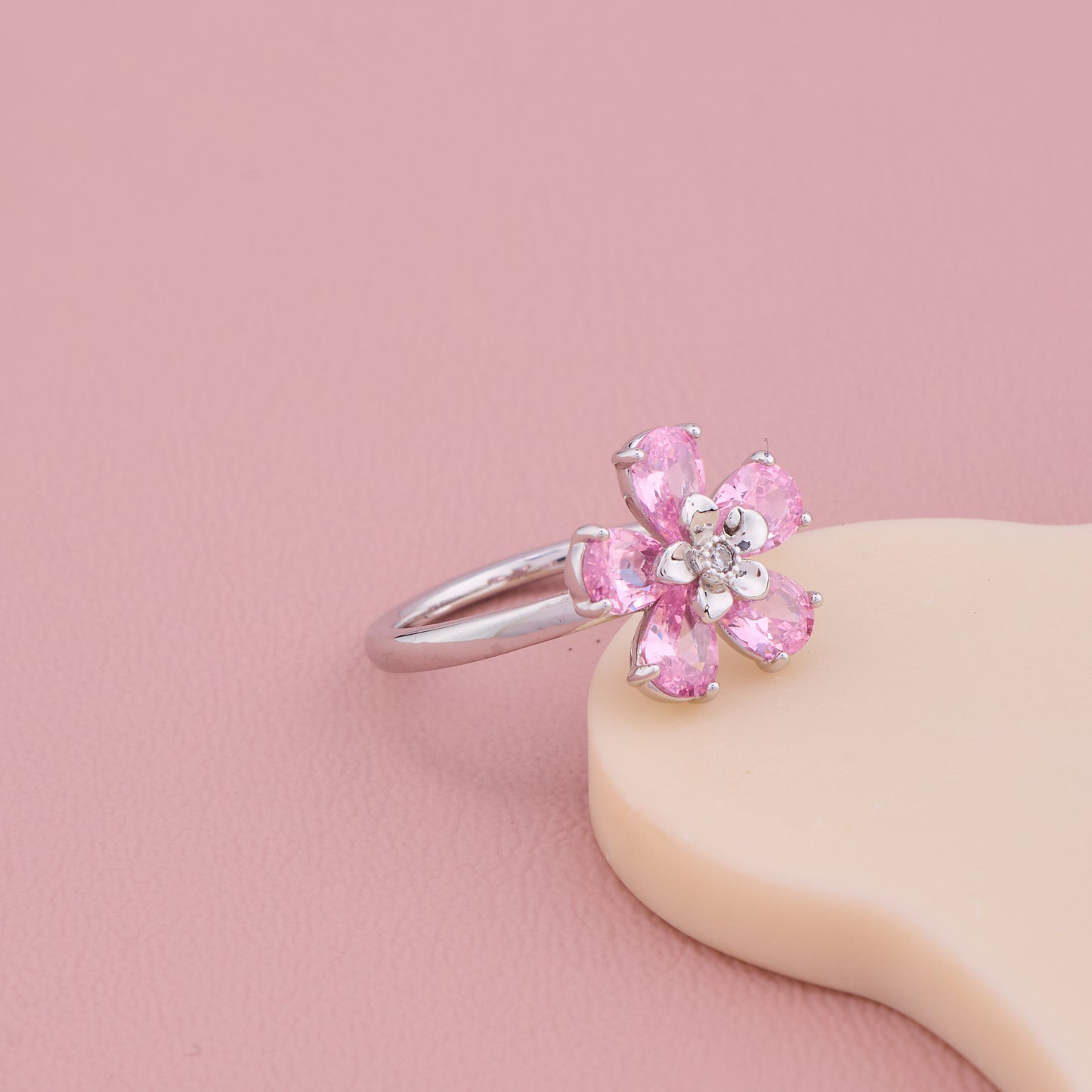 Pink Petal Flower Ring
