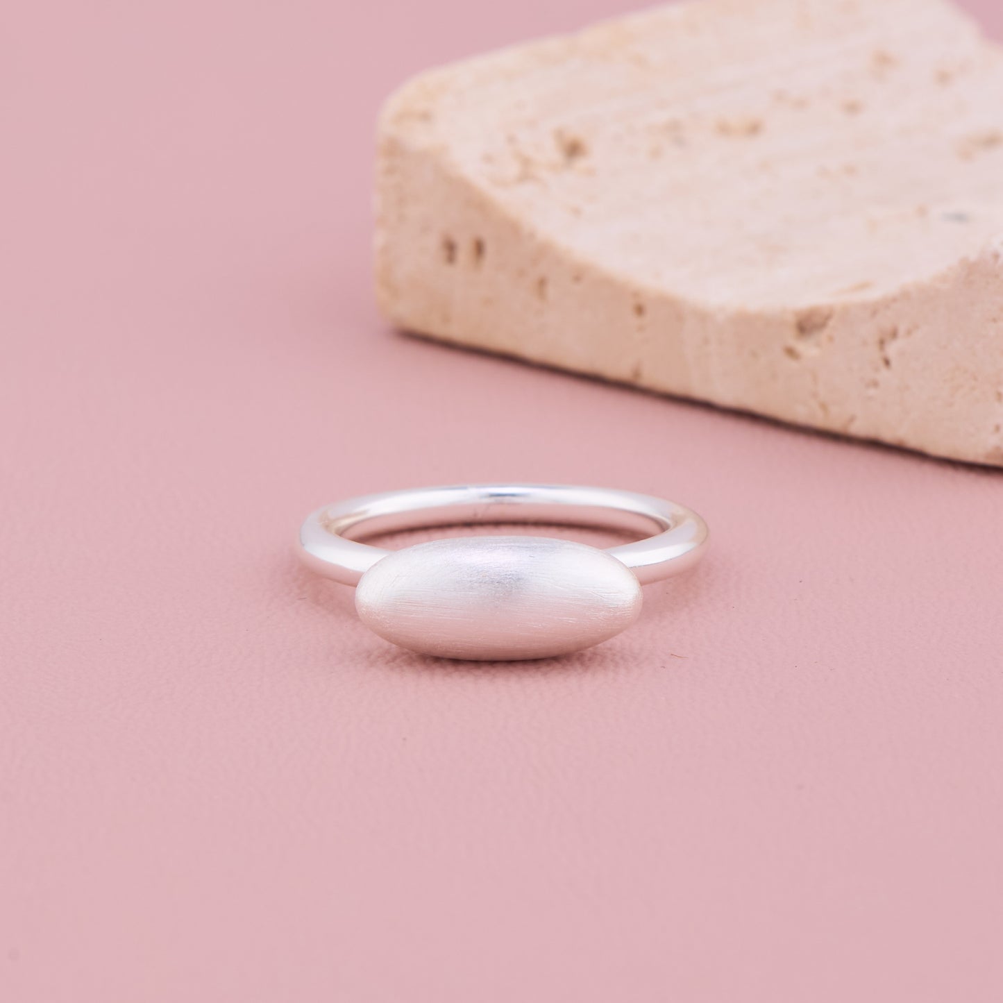 Matte Oval Silver Ring