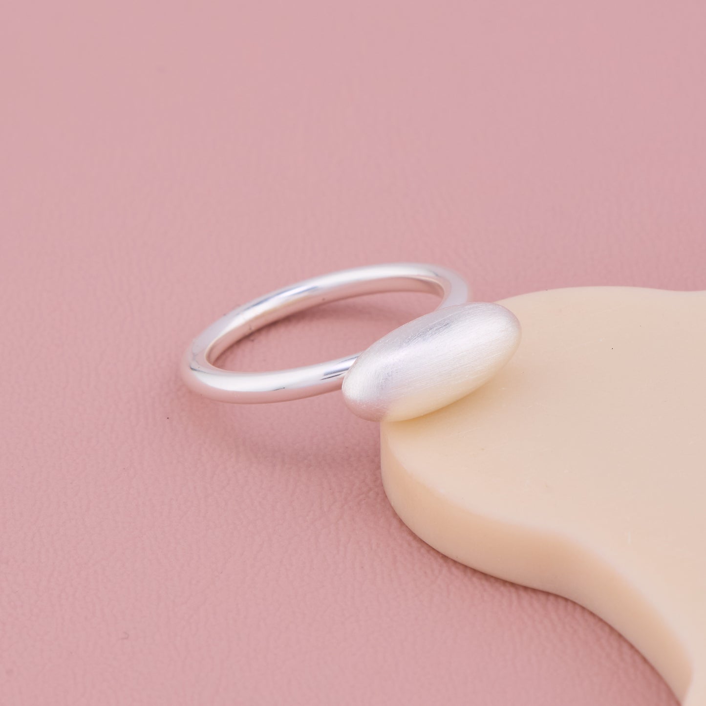 Matte Oval Silver Ring
