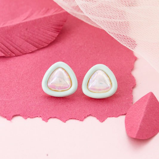 Iridescent Triangle Stud Earrings