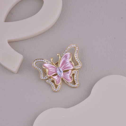 Pink Enamel Butterfly Brooch
