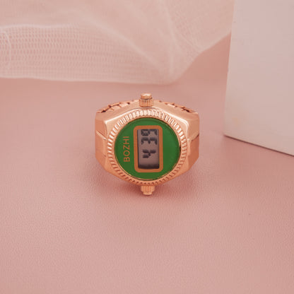 Rose Gold & Green Digital Ring Watch for Women – GC Premium Jewellery