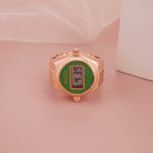 Rose Gold & Green Digital Ring Watch for Women – GC Premium Jewellery
