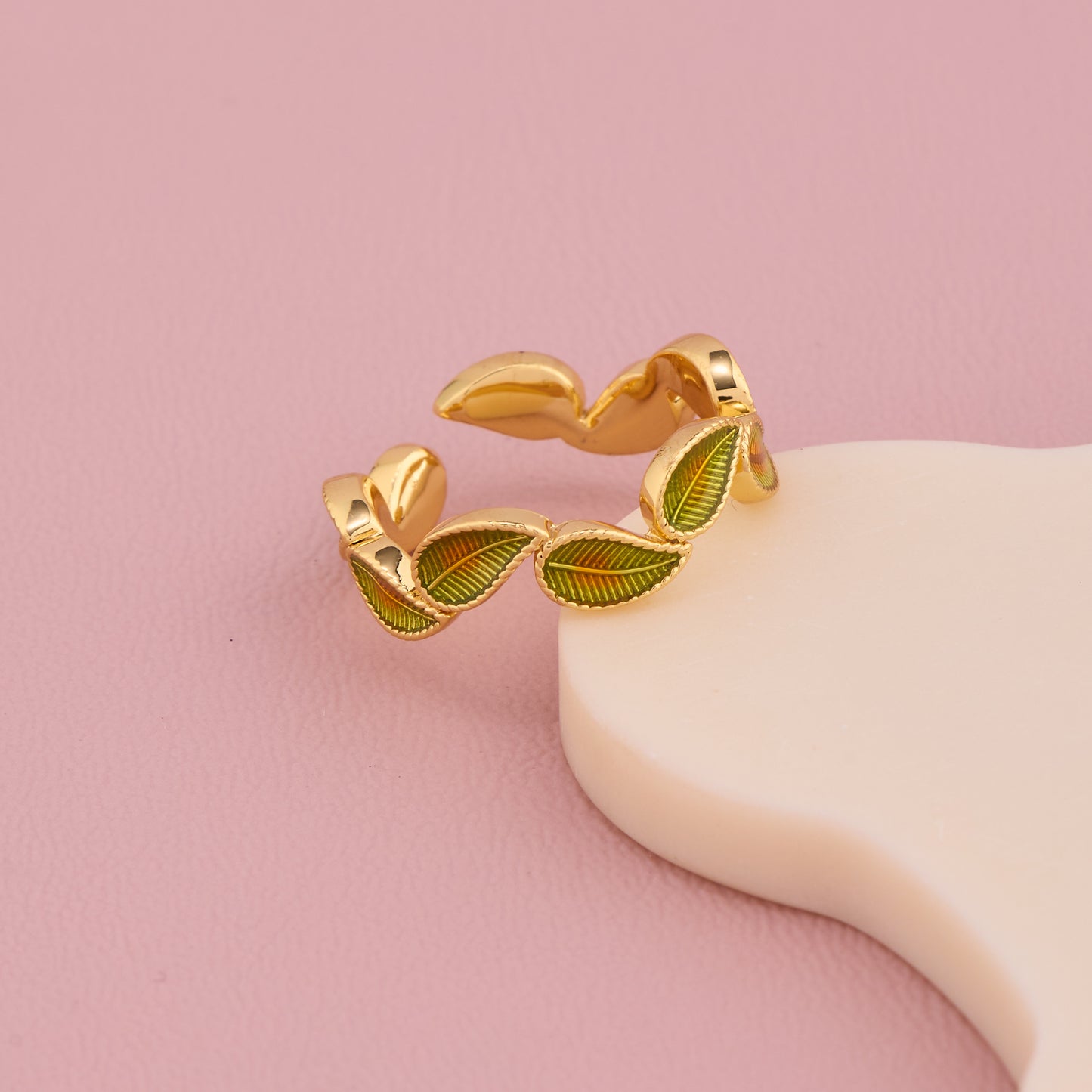 Green Leaf Gold Ring