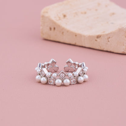 Pearl Cluster Silver Ring