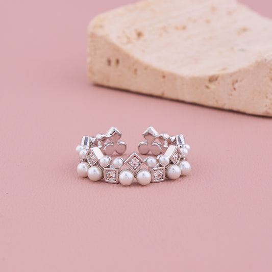 Pearl Cluster Silver Ring