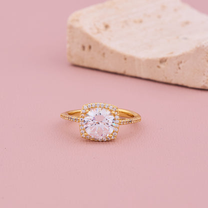 Halo Cushion Gold Ring