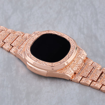 Elegant Rose Gold Carved Digital Watch for Women