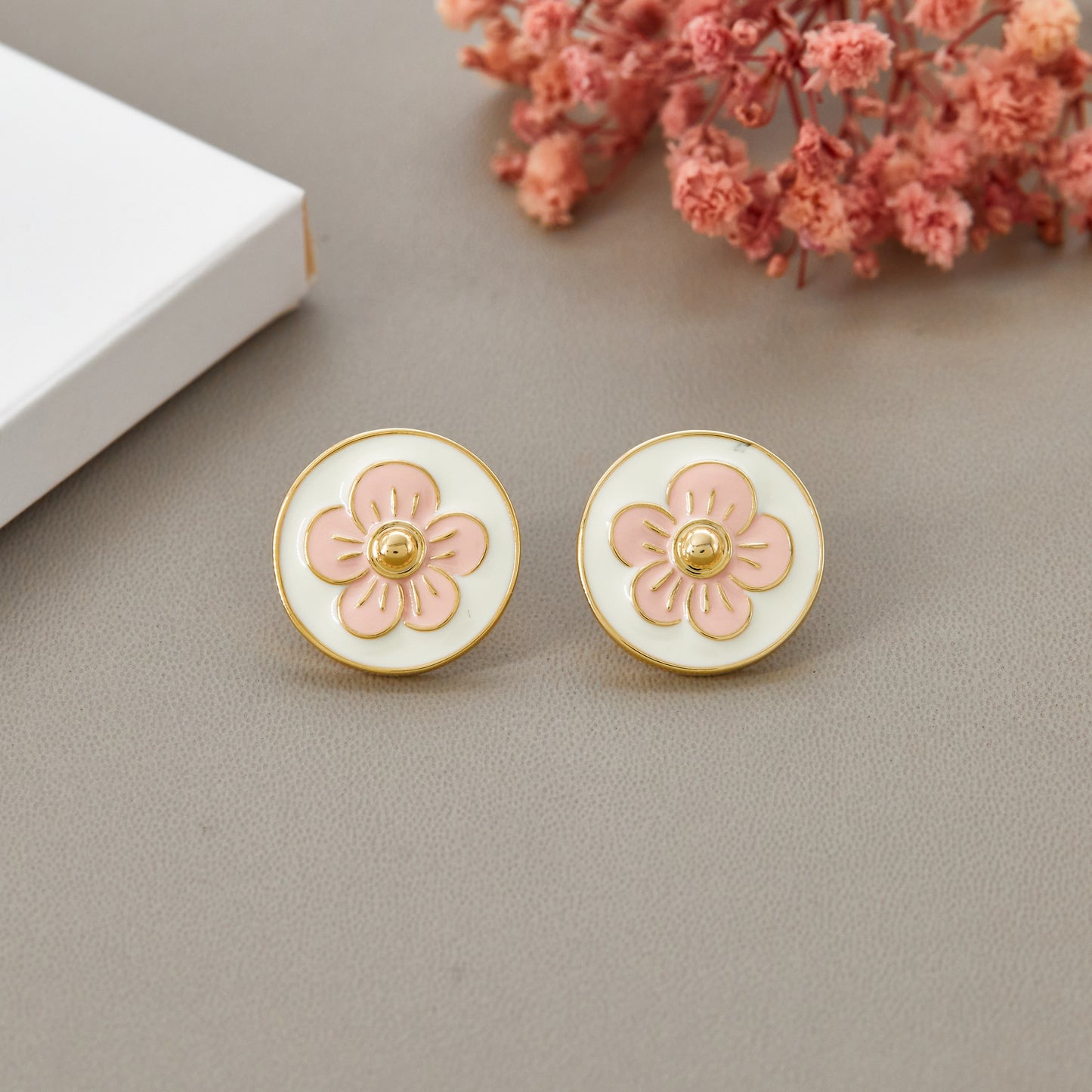 Blooming Enamel Charm Earrings