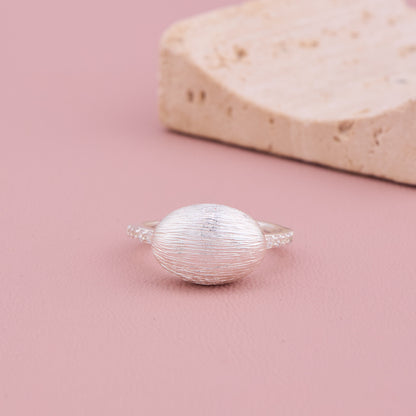 Textured Oval Silver Ring