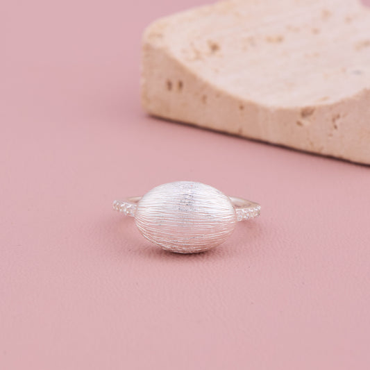 Textured Oval Silver Ring