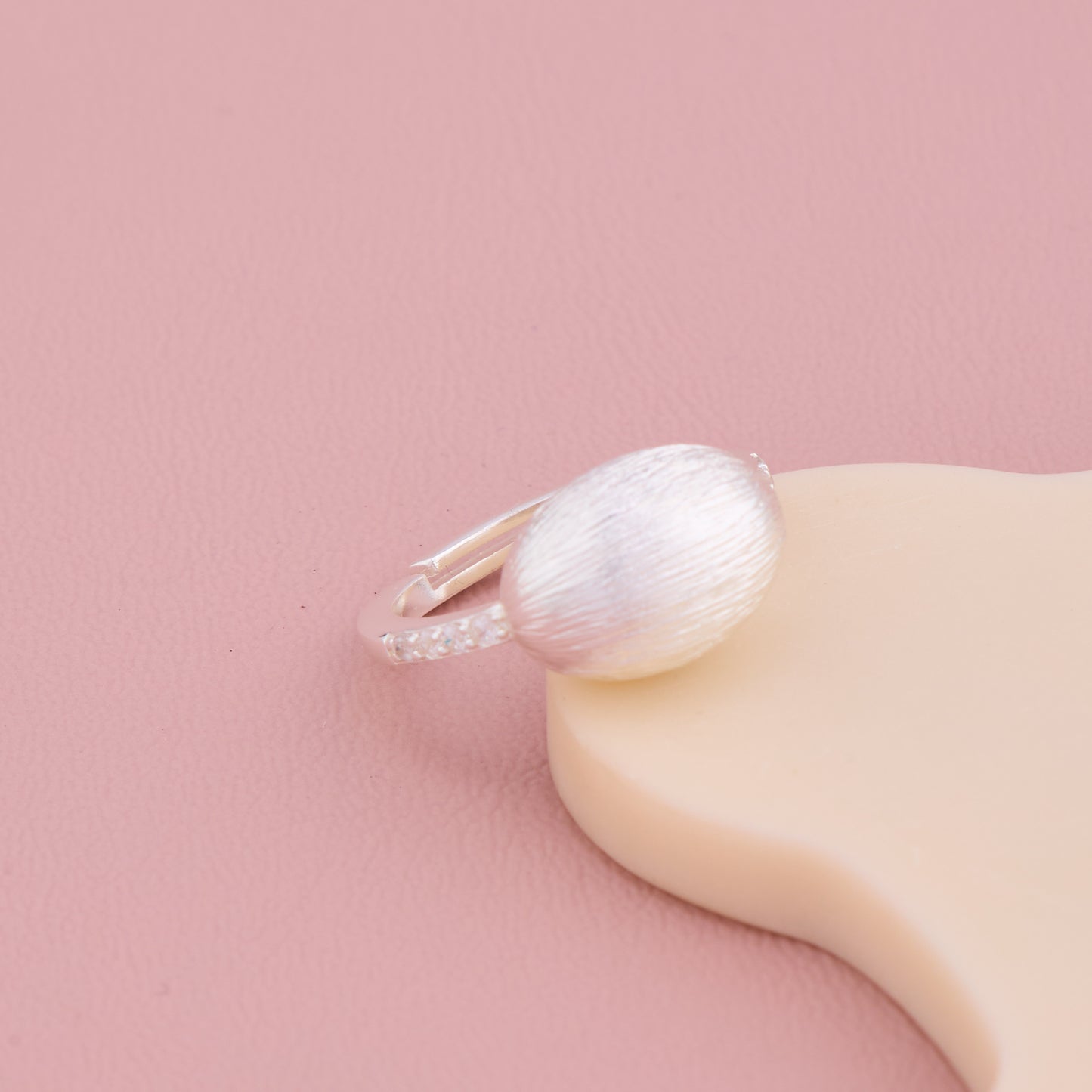 Textured Oval Silver Ring