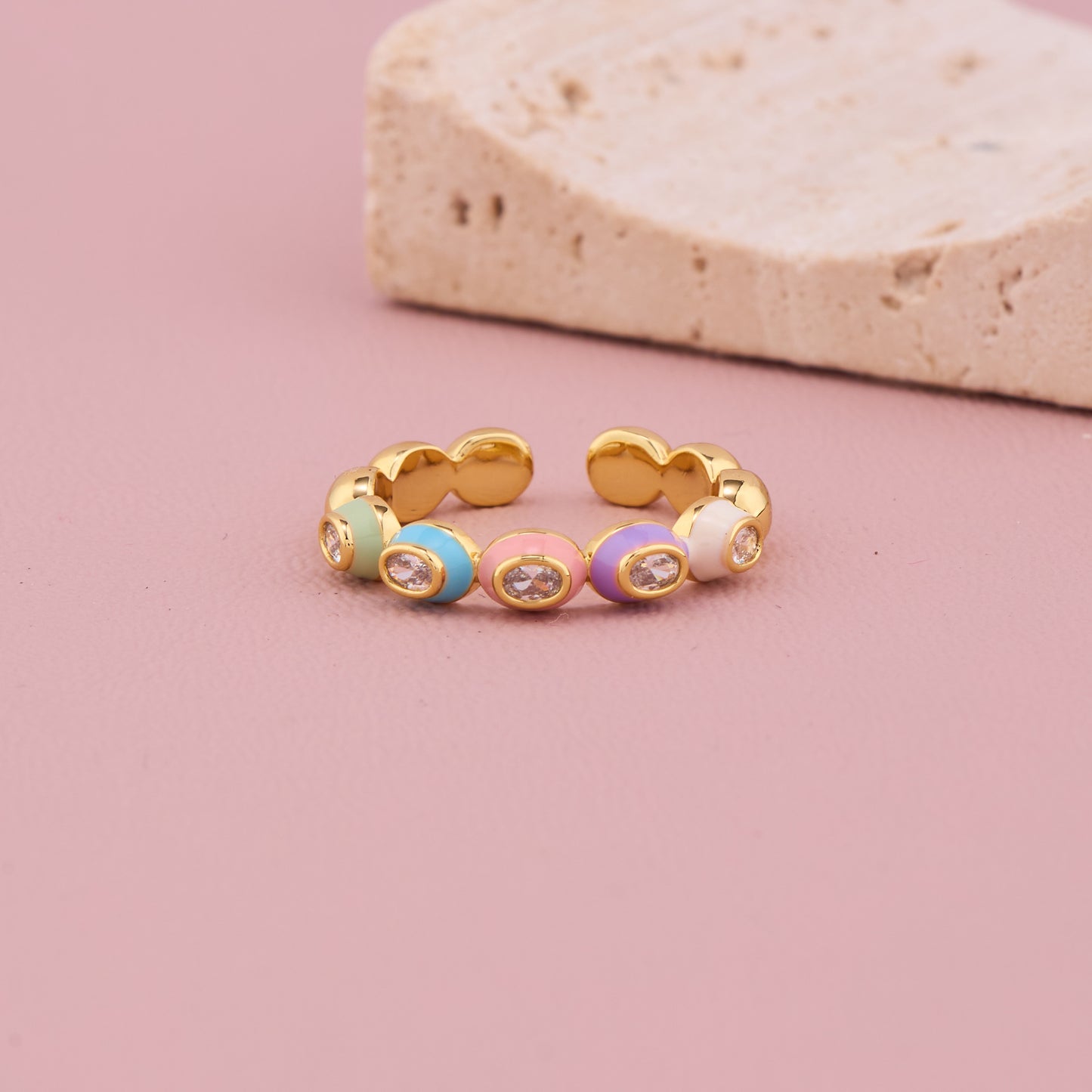Rainbow Enamel Gold Ring