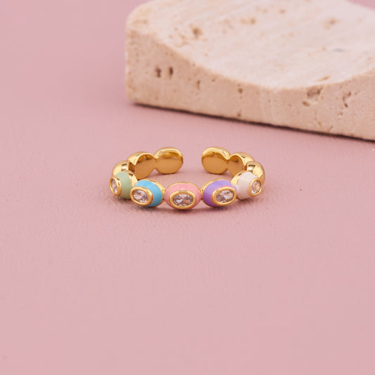 Rainbow Enamel Gold Ring
