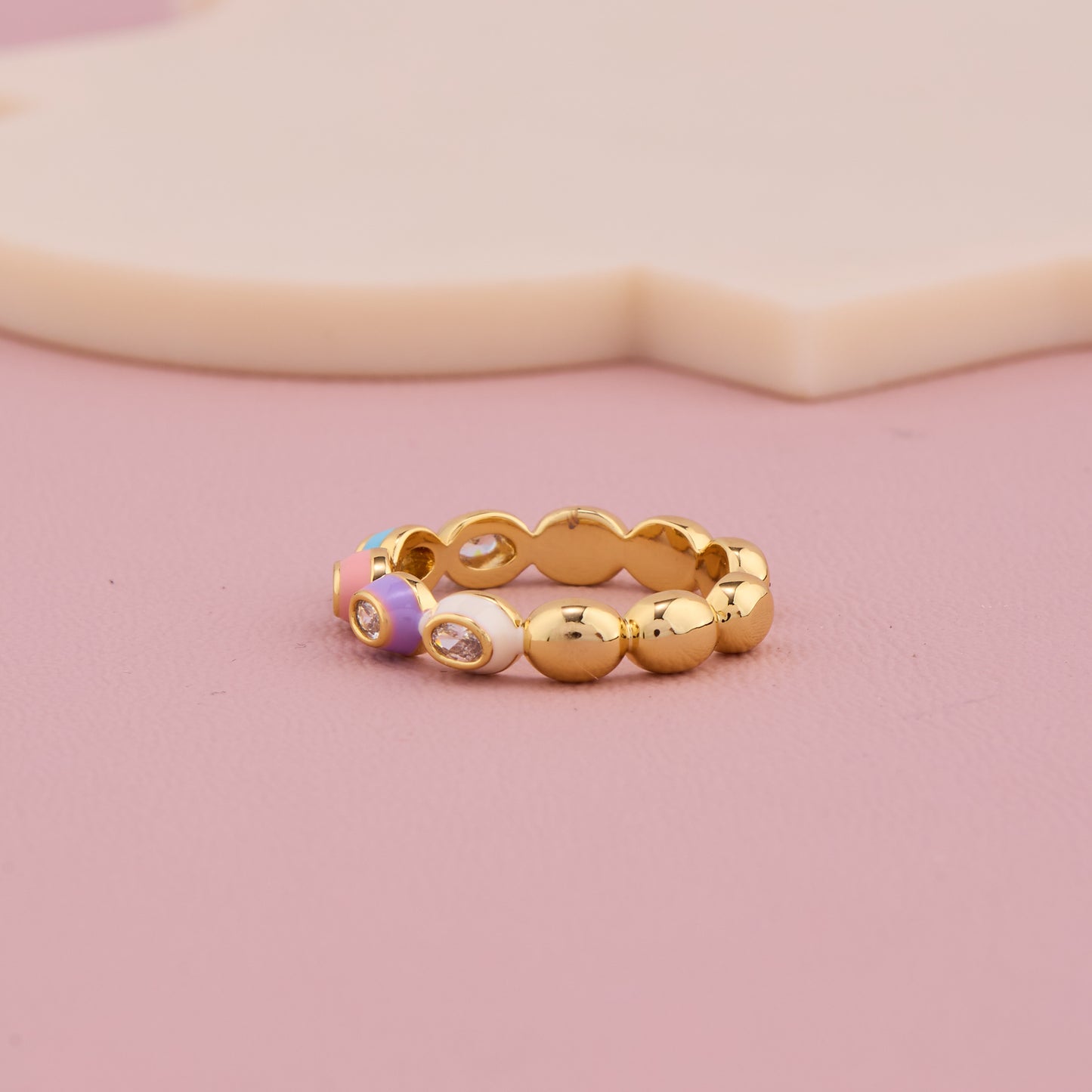 Rainbow Enamel Gold Ring