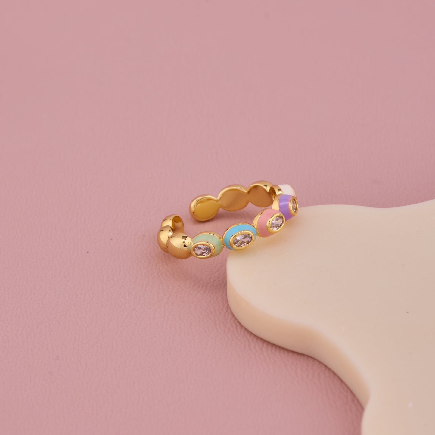 Rainbow Enamel Gold Ring