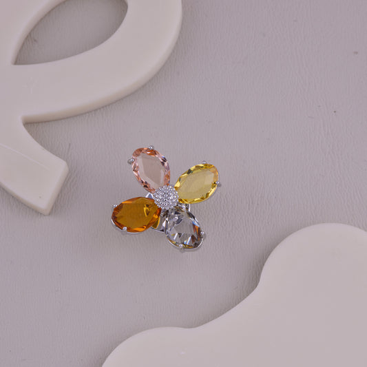 Multicolor Crystal Flower Brooch