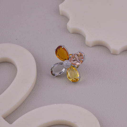 Multicolor Crystal Flower Brooch