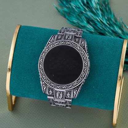 Antique Silver Digital Ethnic Watch