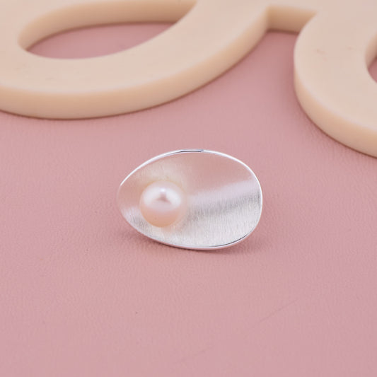 Modern Pearl Silver Ring