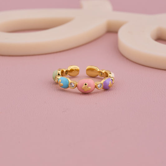 Multicolor Enamel Gold Ring