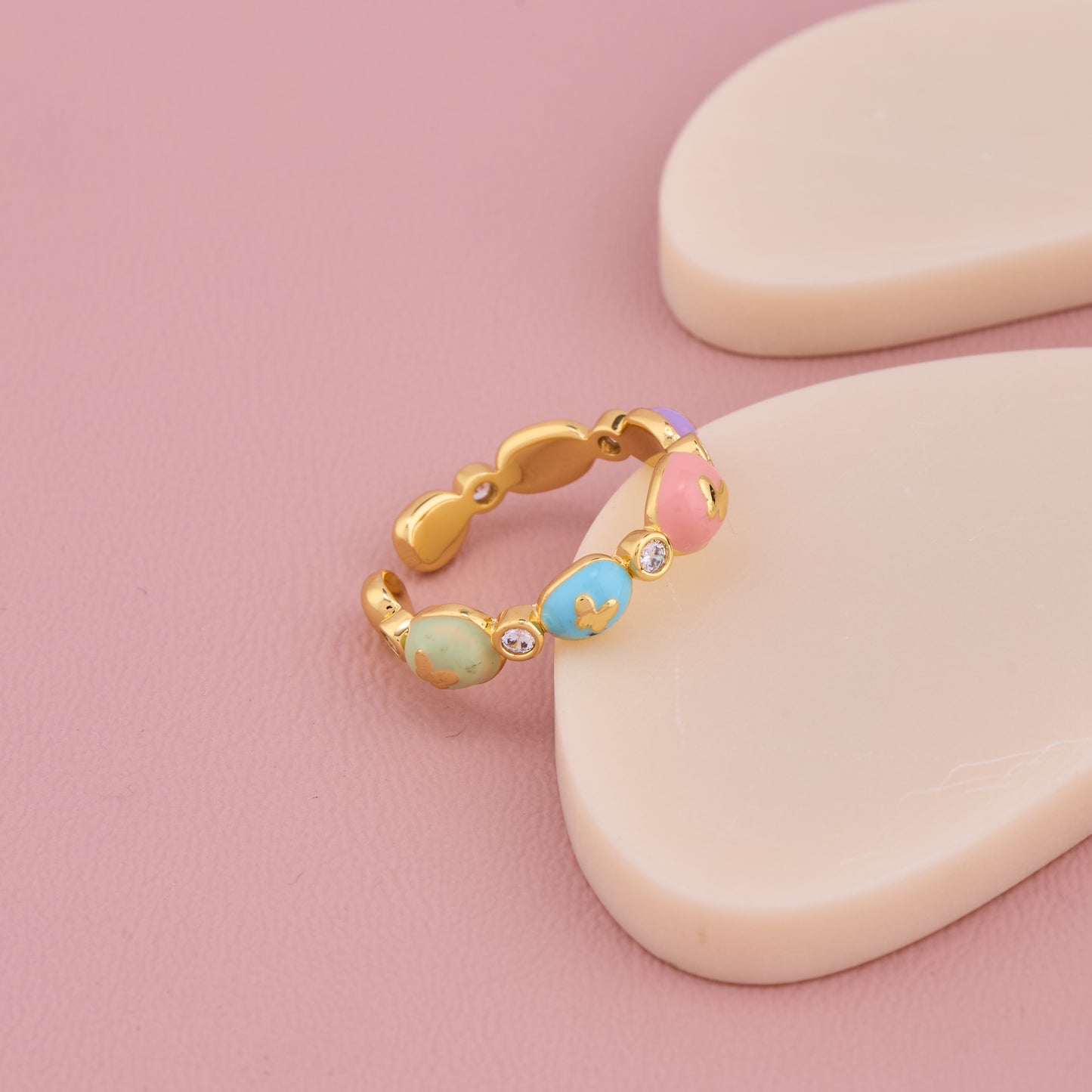 Multicolor Enamel Gold Ring