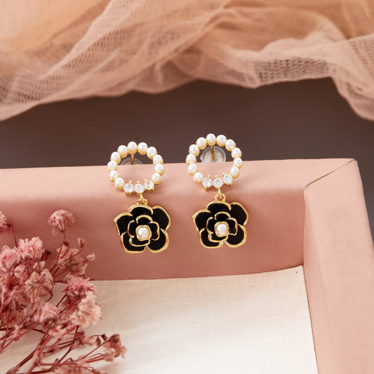 Elegant Floral Earrings with Bling Charm