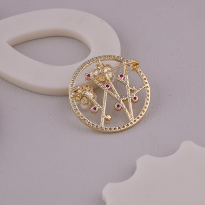 Floral Pearl Crystal Brooch
