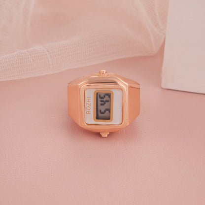 Rose Gold Digital Ring Watch with White Dial for Women – GC Premium Jewellery