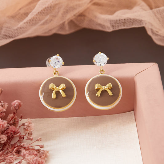 Brown Enamel Elegant Earrings